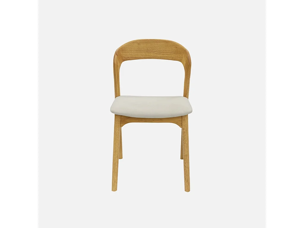 Set 2 sedie vintage in legno di hevea e tessuto, marrone naturale