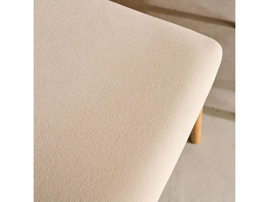 Lot de 2 chaises vintage bois d'hévéa naturel et tissu beige - L 46 x P 53 x H 78cm - Athena