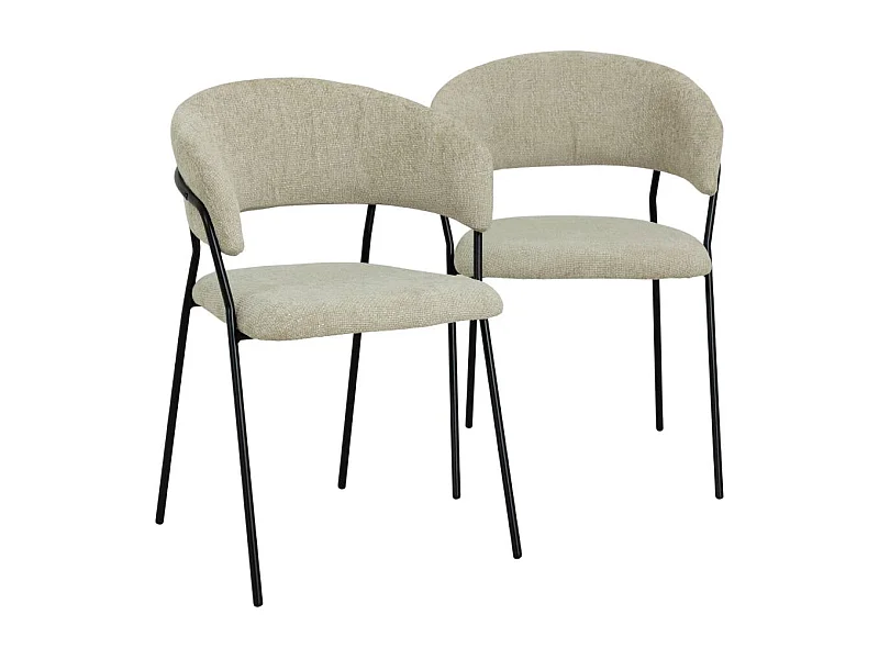 Chaise arrondie tissu écru Kanoa (lot de 2)