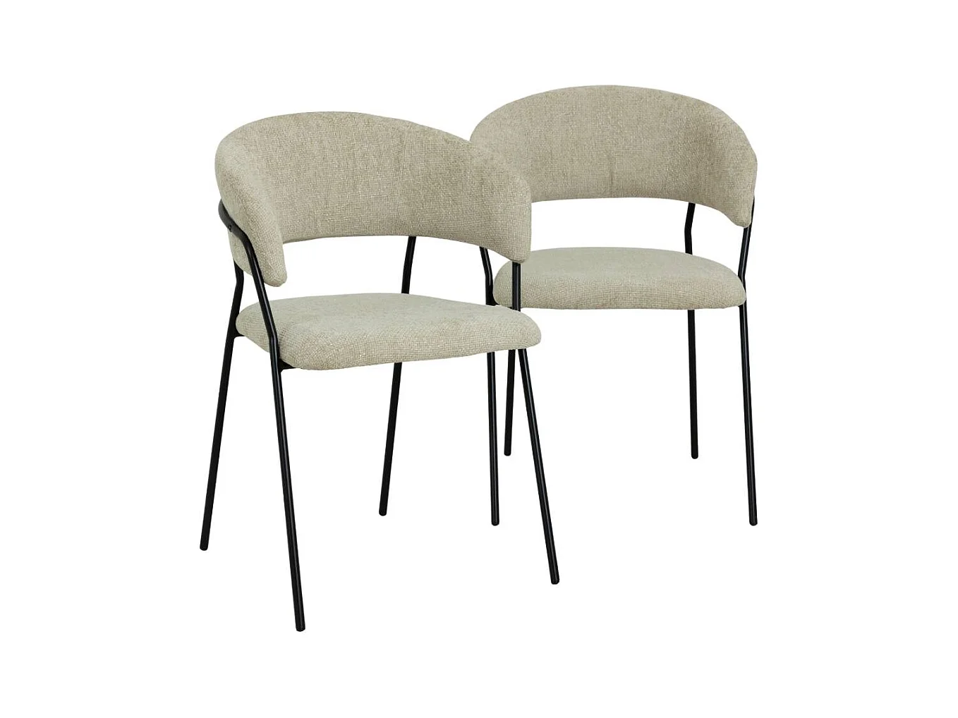 Chaise arrondie tissu écru Kanoa (lot de 2)