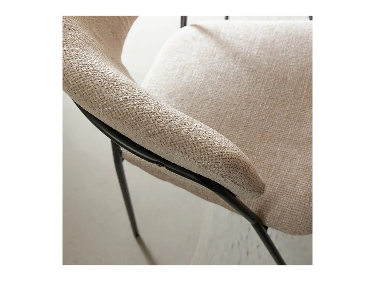 Chaise arrondie tissu écru Kanoa (lot de 2)