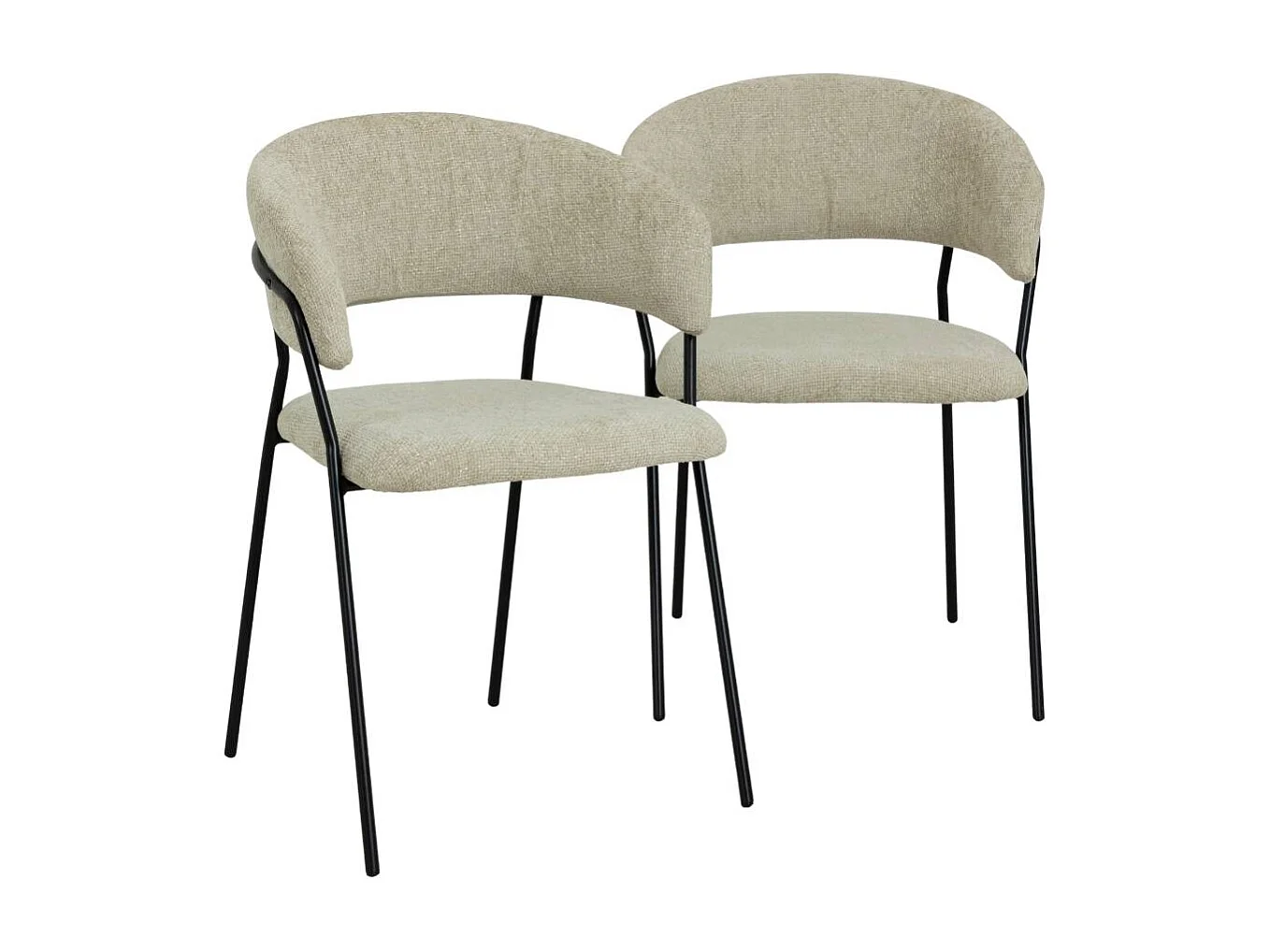 Chaise arrondie tissu écru Kanoa (lot de 2)