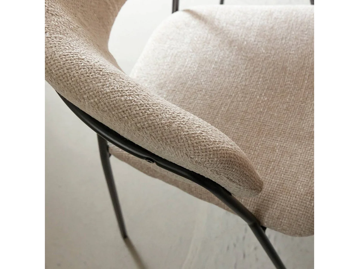 Chaise arrondie tissu écru Kanoa (lot de 2)