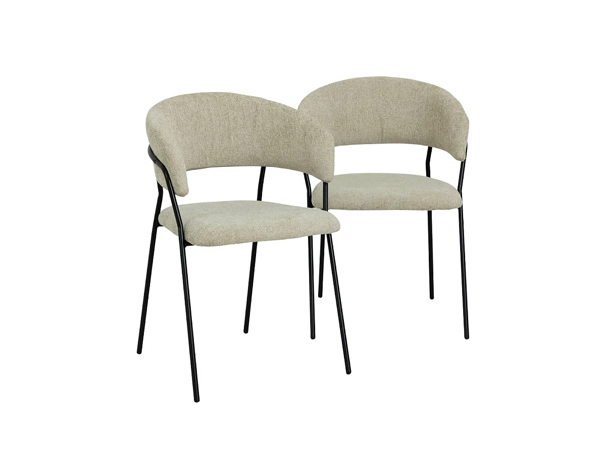 Chaise arrondie tissu écru Kanoa (lot de 2)