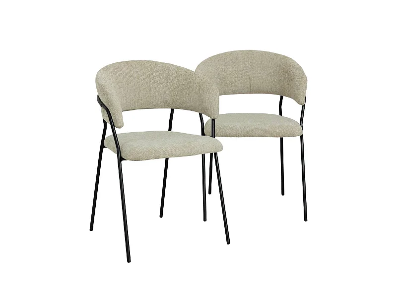 Chaise arrondie tissu écru Kanoa (lot de 2)