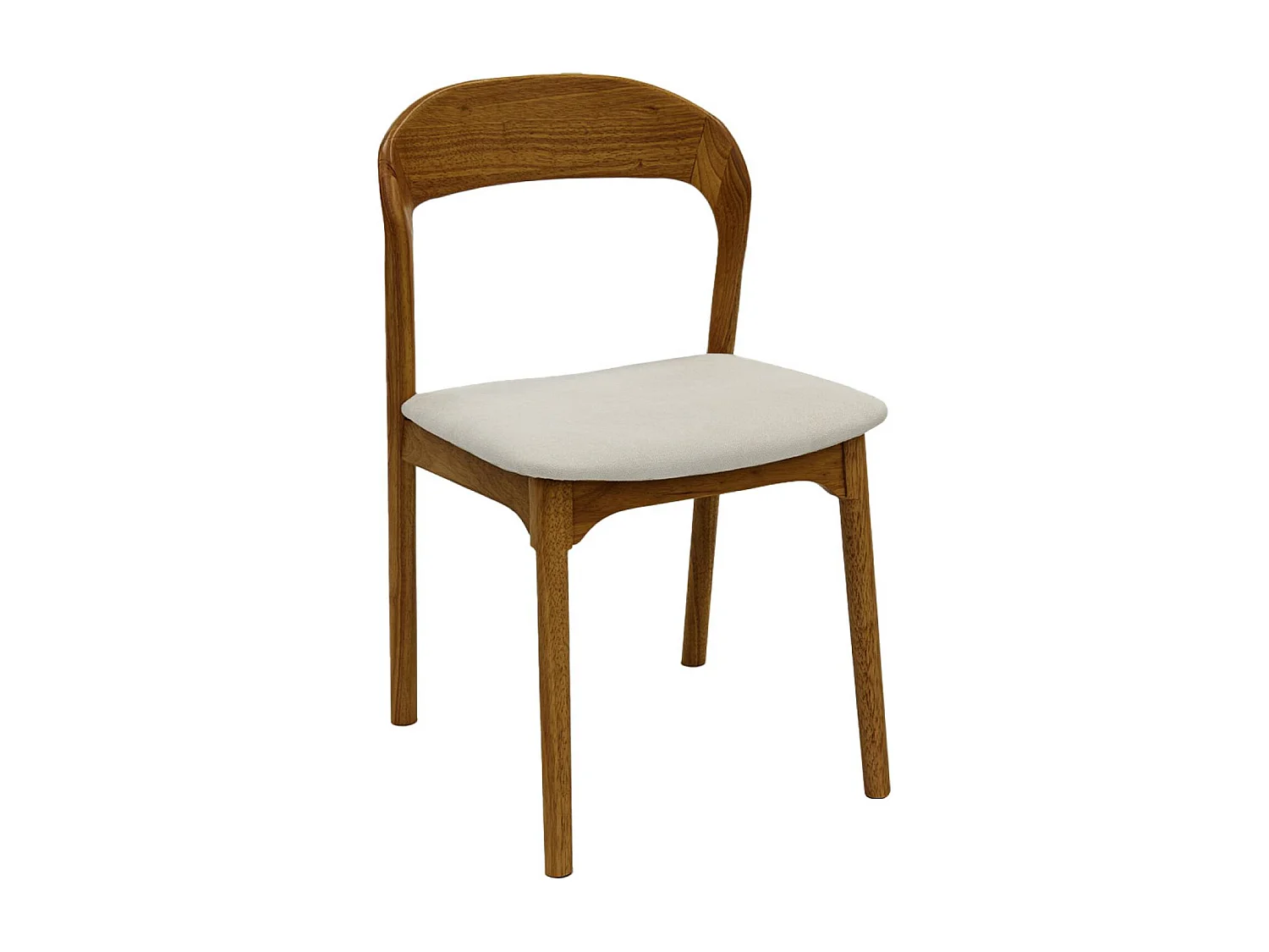 Set 2 sedie vintage in legno di hevea e tessuto, noce