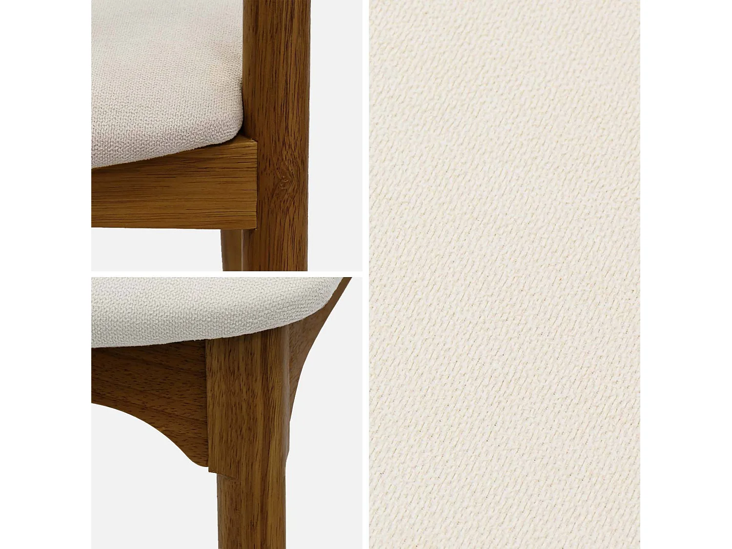 Set 2 sedie vintage in legno di hevea e tessuto, noce