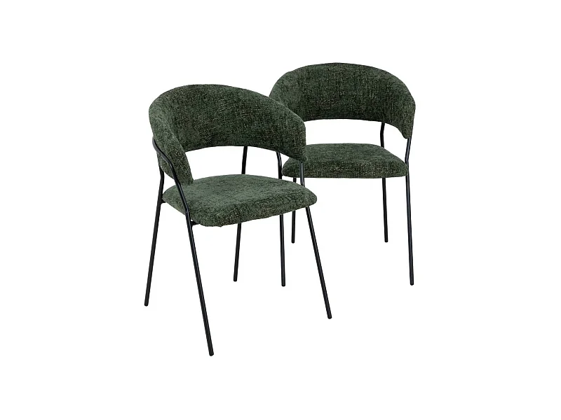 Chaise arrondie tissu vert Kanoa (lot de 2)