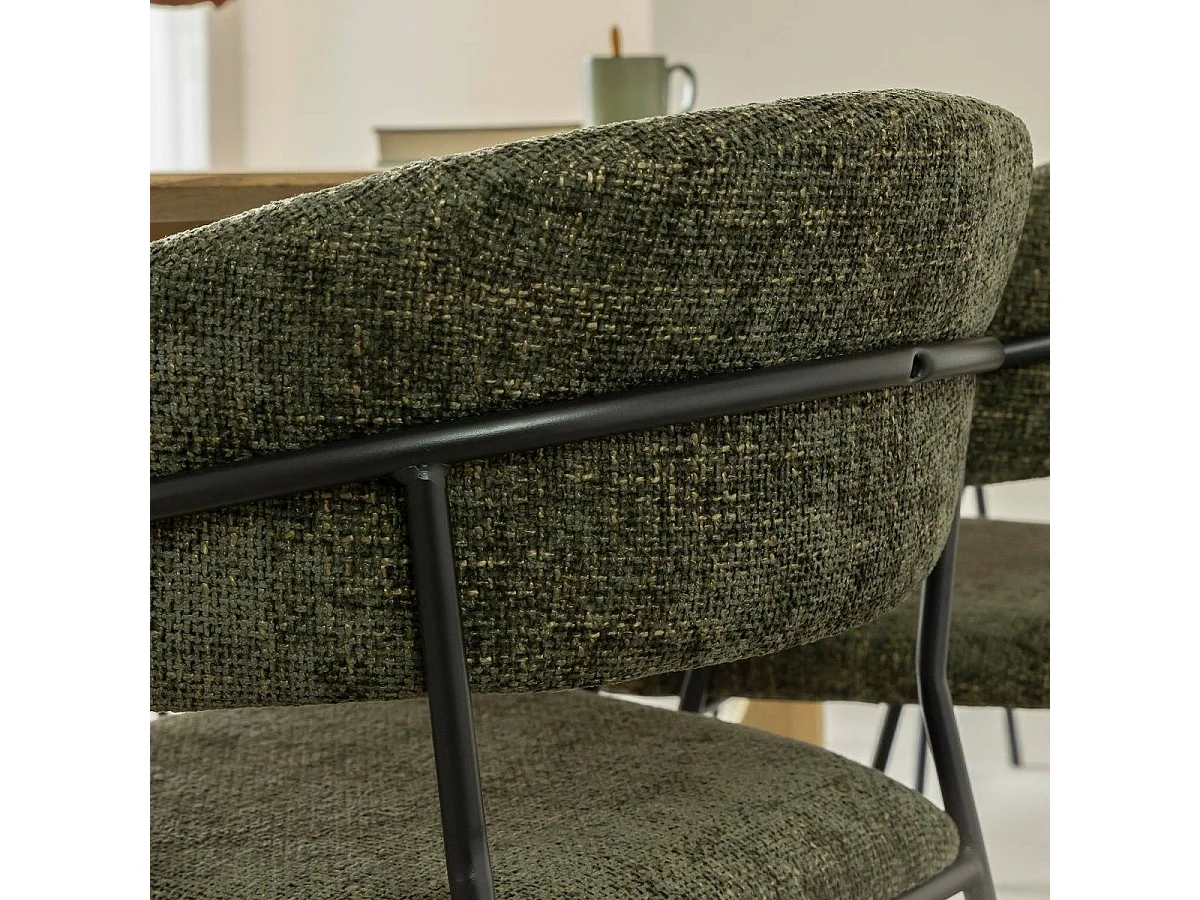 Chaise arrondie tissu vert Kanoa (lot de 2)