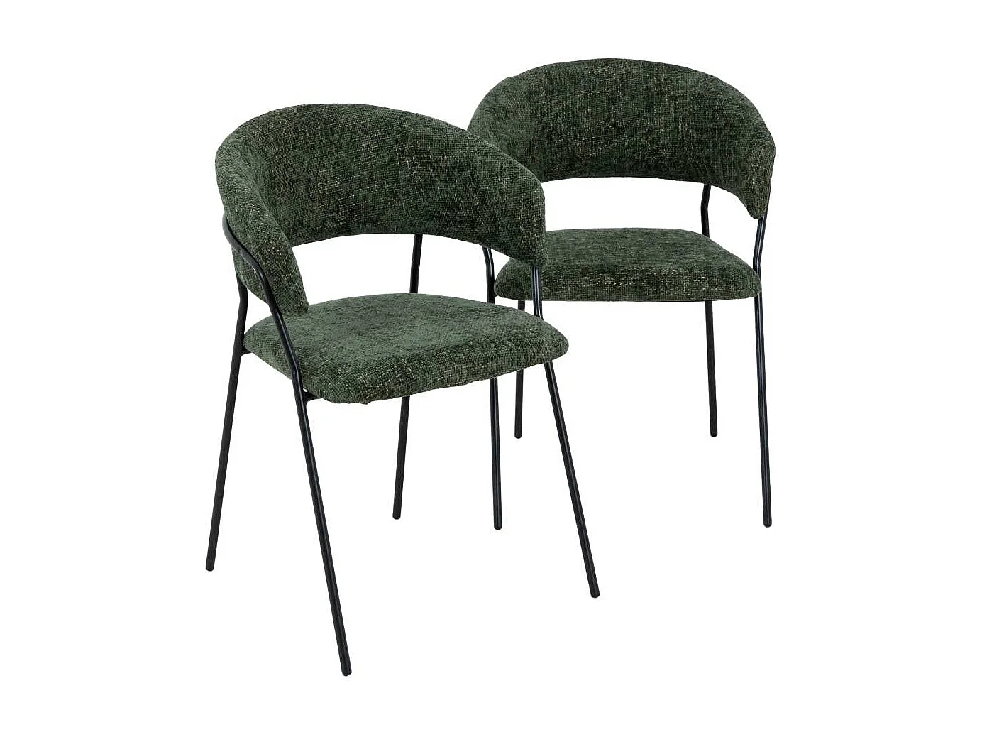 Chaise arrondie tissu vert Kanoa (lot de 2)
