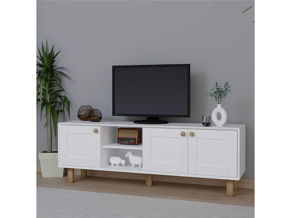 Móvel de TV – 160cm – Branco – Aglomerado revestido de melamina