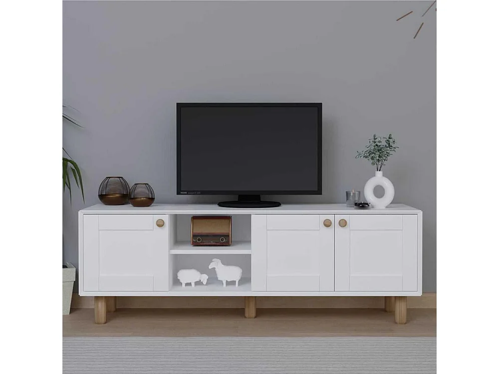 Móvel de TV – 160cm – Branco – Aglomerado revestido de melamina