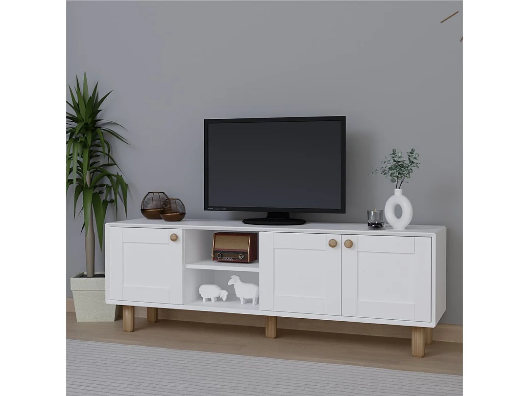 Móvel de TV – 160cm – Branco – Aglomerado revestido de melamina