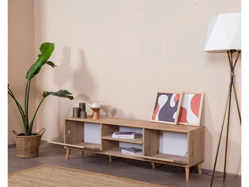 Móvel de TV – 55 cm x 180 cm x 41 cm – Carvalho – Aglomerado e MDF