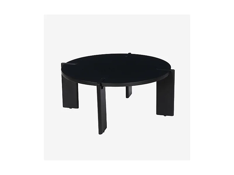 Mesa de centro exótica redonda de madera maciza negro