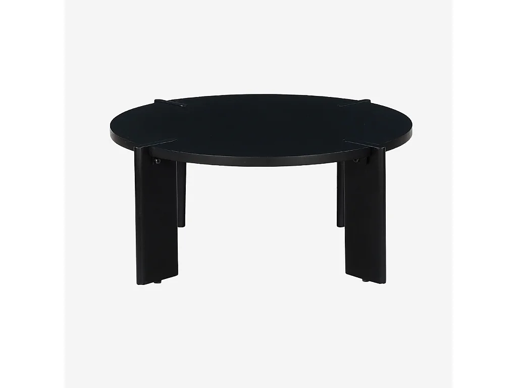 Mesa de centro exótica redonda de madera maciza negro