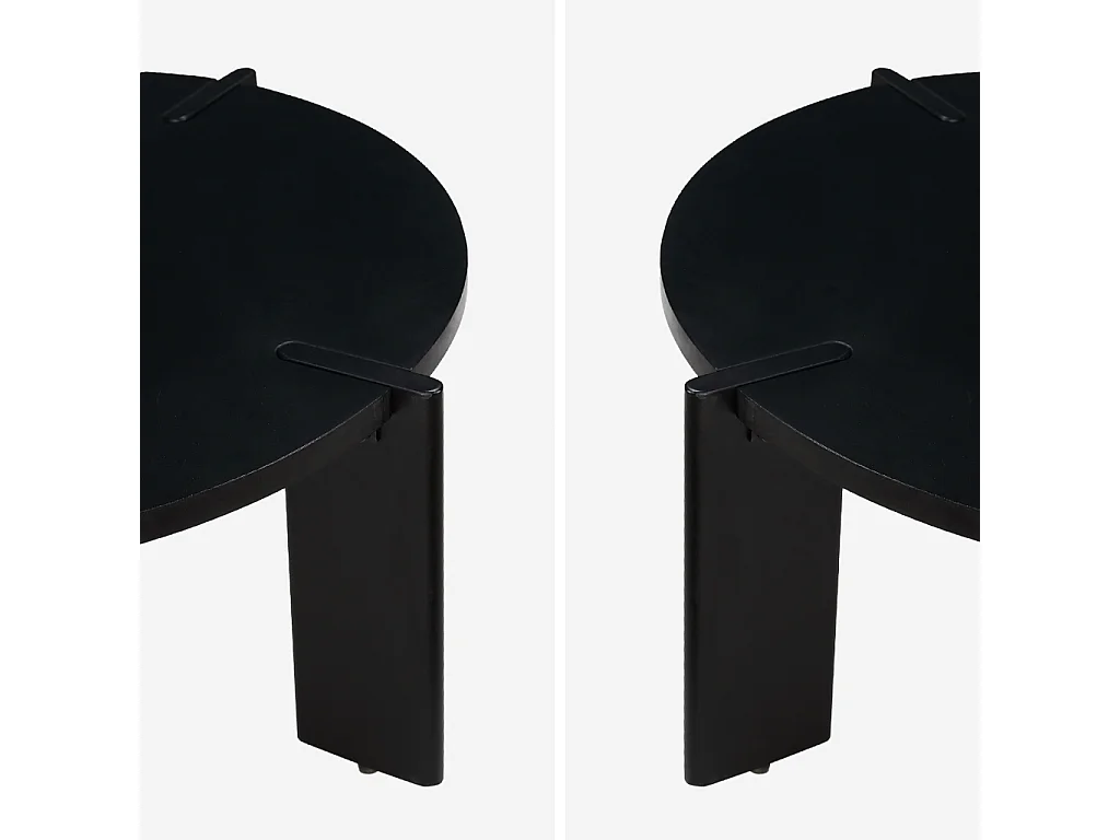 Mesa de centro exótica redonda de madera maciza negro