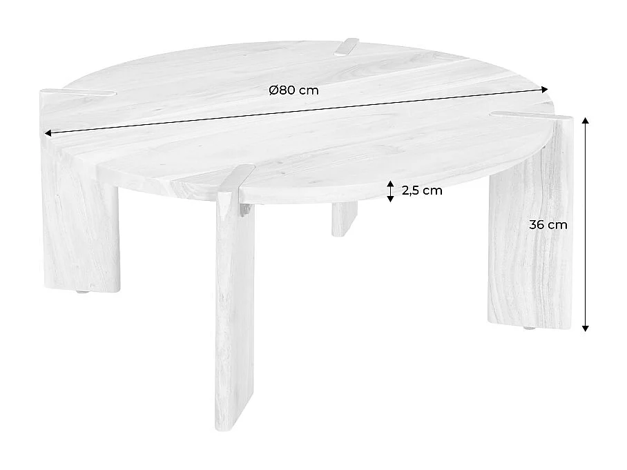 Mesa de centro exótica redonda de madera maciza negro