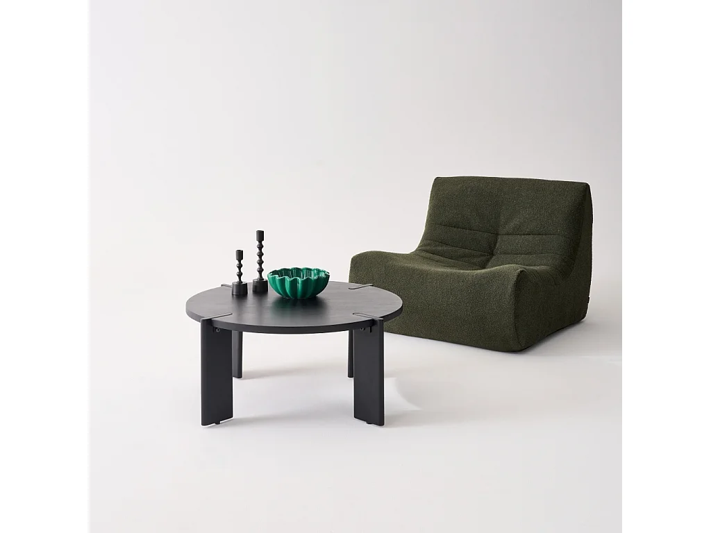 Mesa de centro exótica redonda de madera maciza negro