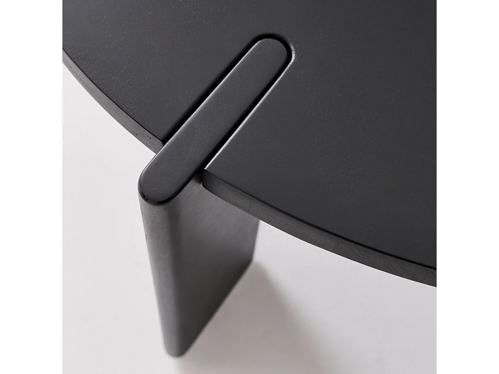 Mesa de centro exótica redonda de madera maciza negro