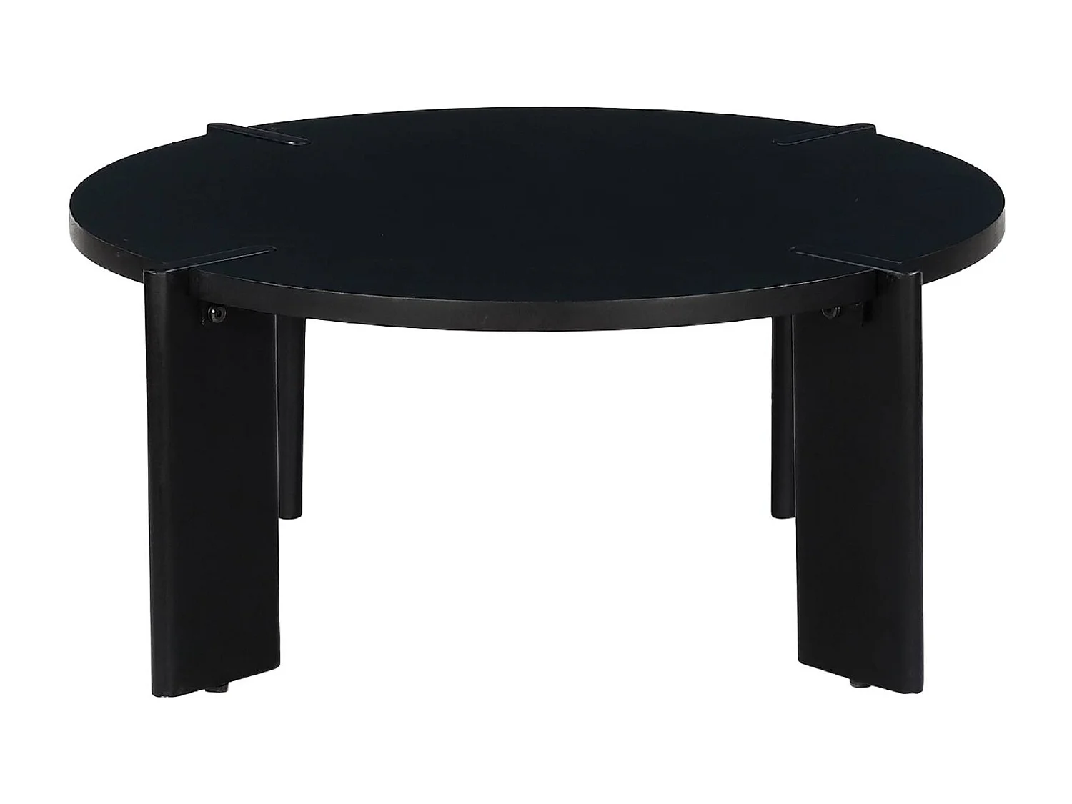 Mesa de centro exótica redonda de madera maciza negro