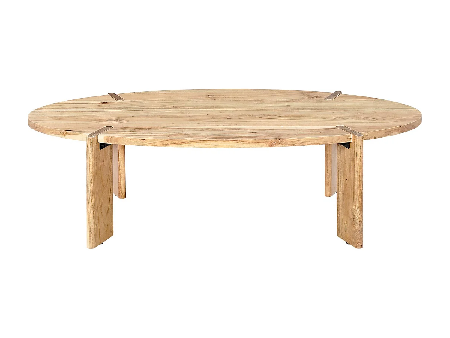 Mesa de centro ovalada de madera maciza de mango natural