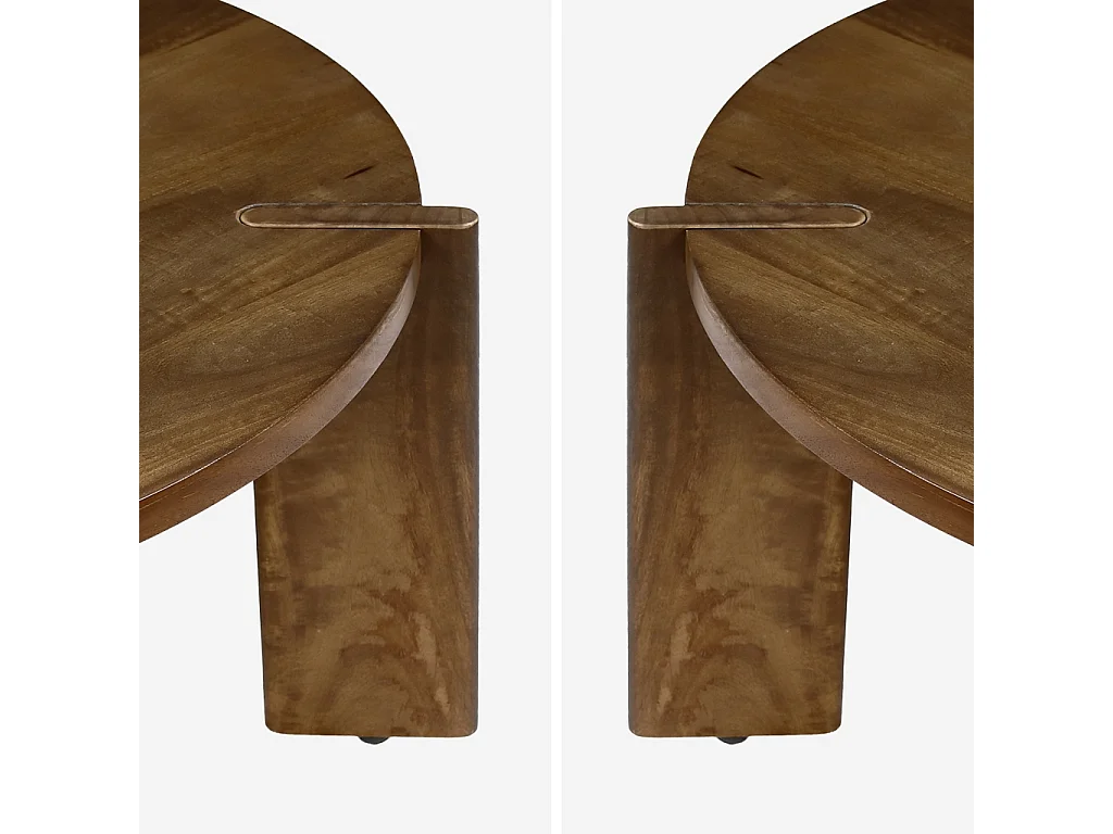 Mesa de centro exótica redonda de madera maciza nogal