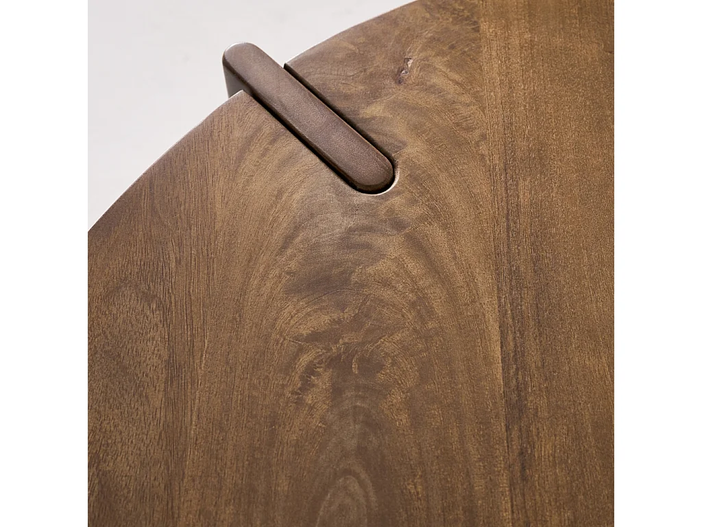 Mesa de centro exótica redonda de madera maciza nogal