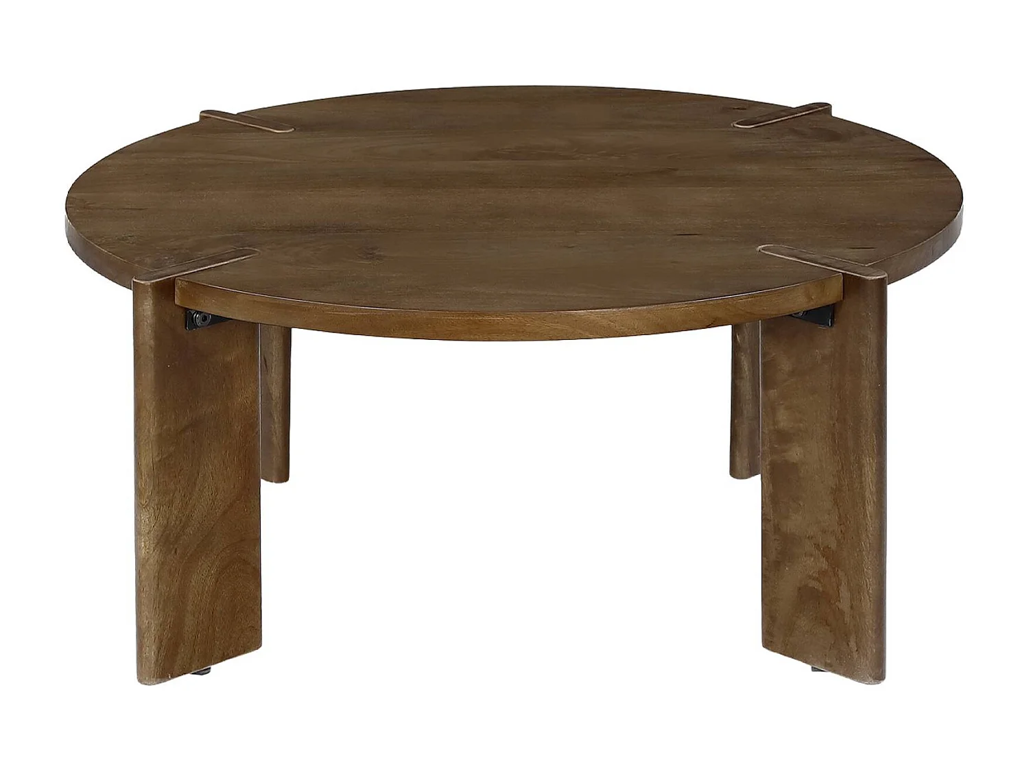 Mesa de centro exótica redonda de madera maciza nogal