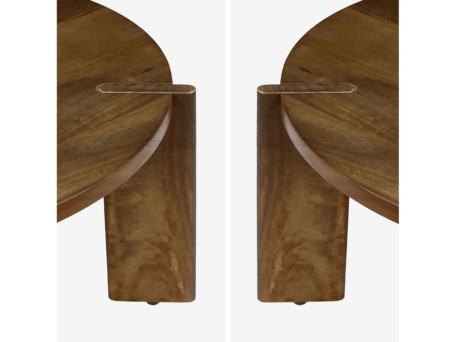 Mesa de centro exótica redonda de madera maciza nogal