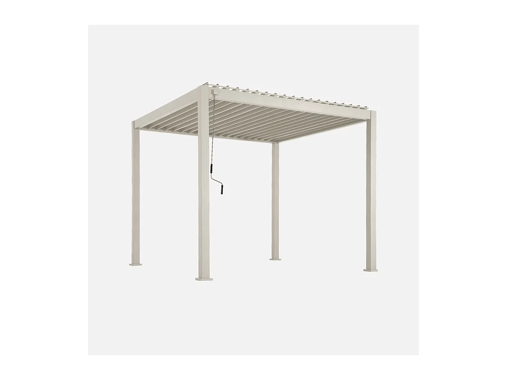 Pergola bioclimatica 3x3m in alluminio con lamelle orientabili, beige