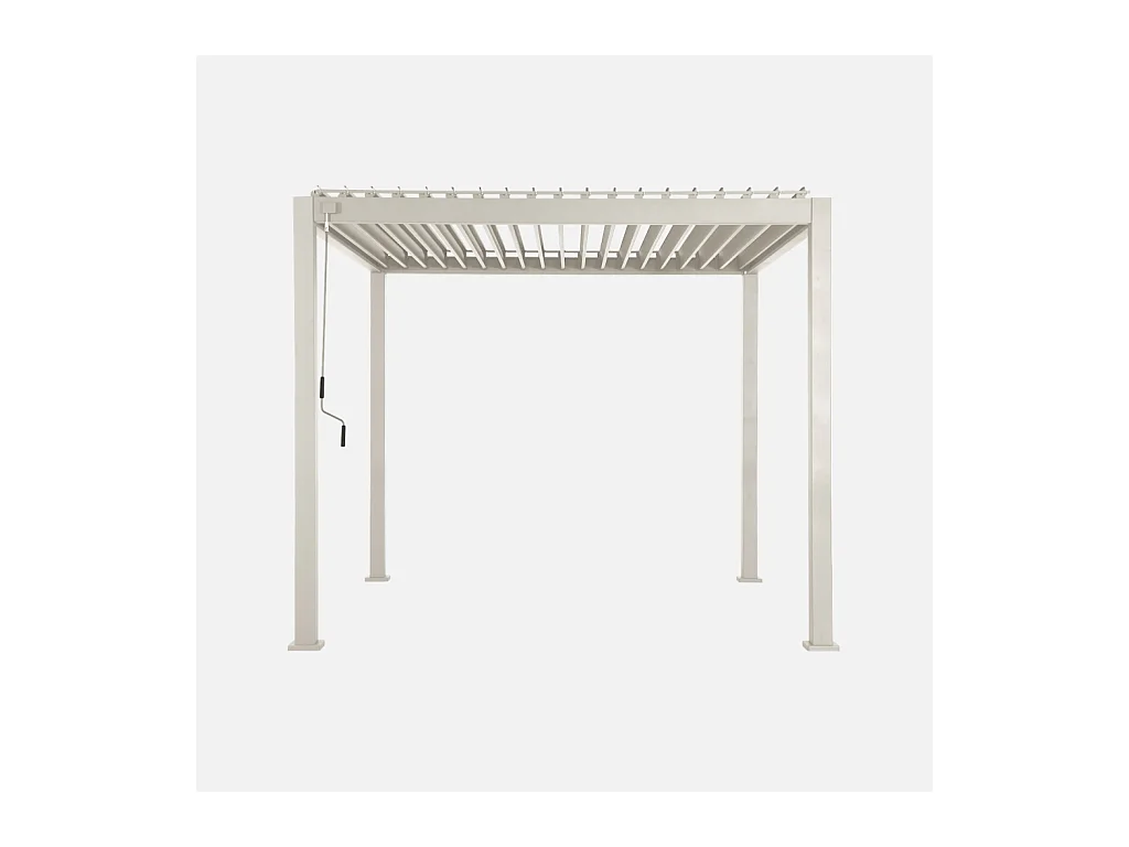 Pergola bioclimatica 3x3m in alluminio con lamelle orientabili, beige