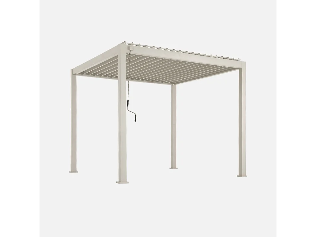 Pérgola bioclimática 3x3m de aluminio con lamas orientables beige