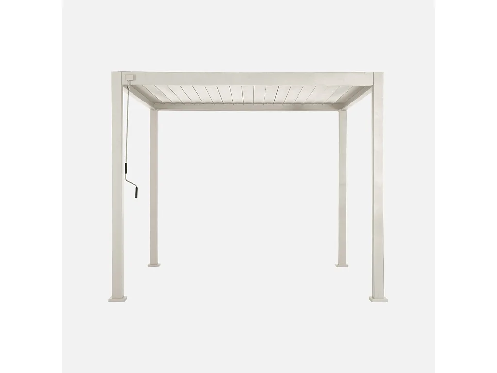 Pérgola bioclimática 3x3m de aluminio con lamas orientables beige