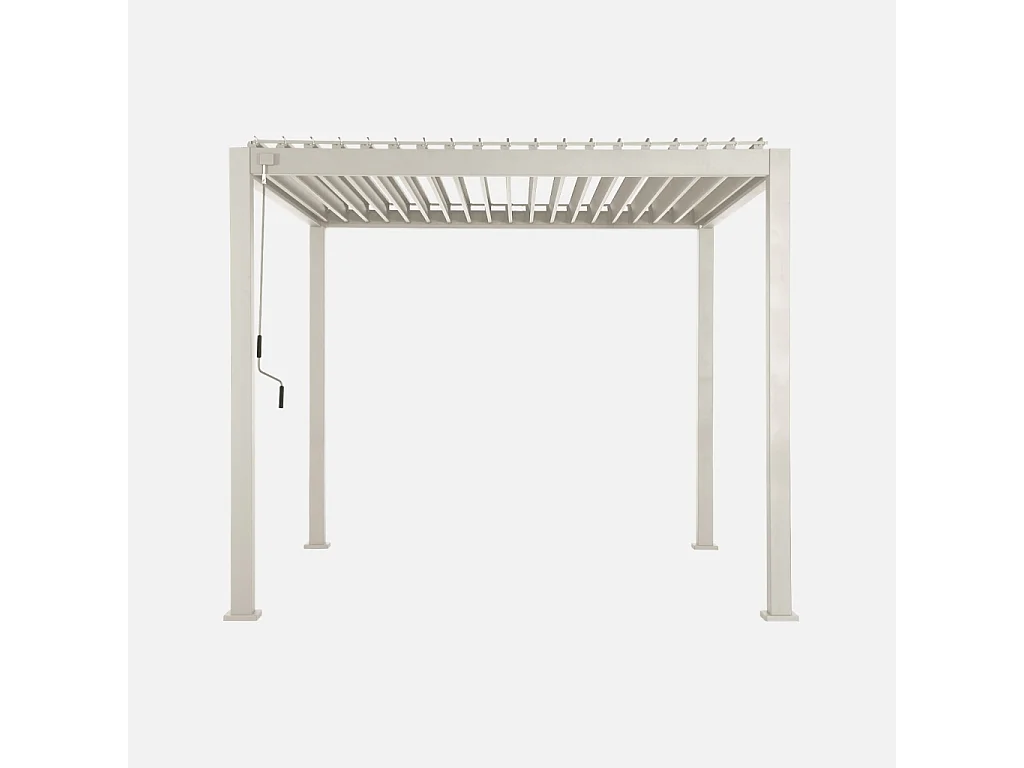 Pérgola bioclimática 3x3m de aluminio con lamas orientables beige