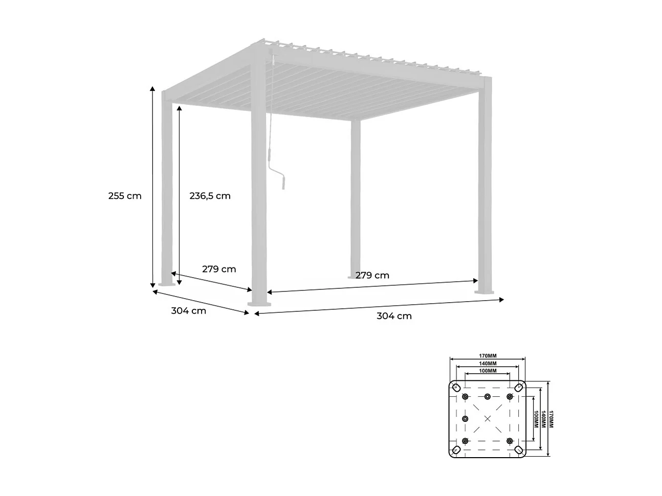 Pergola bioclimatique aluminium beige Triomphe 3x3 m lames orientables