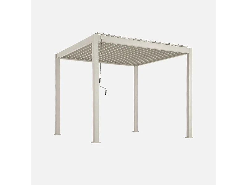 Pergola bioclimatique aluminium beige Triomphe 3x3 m lames orientables