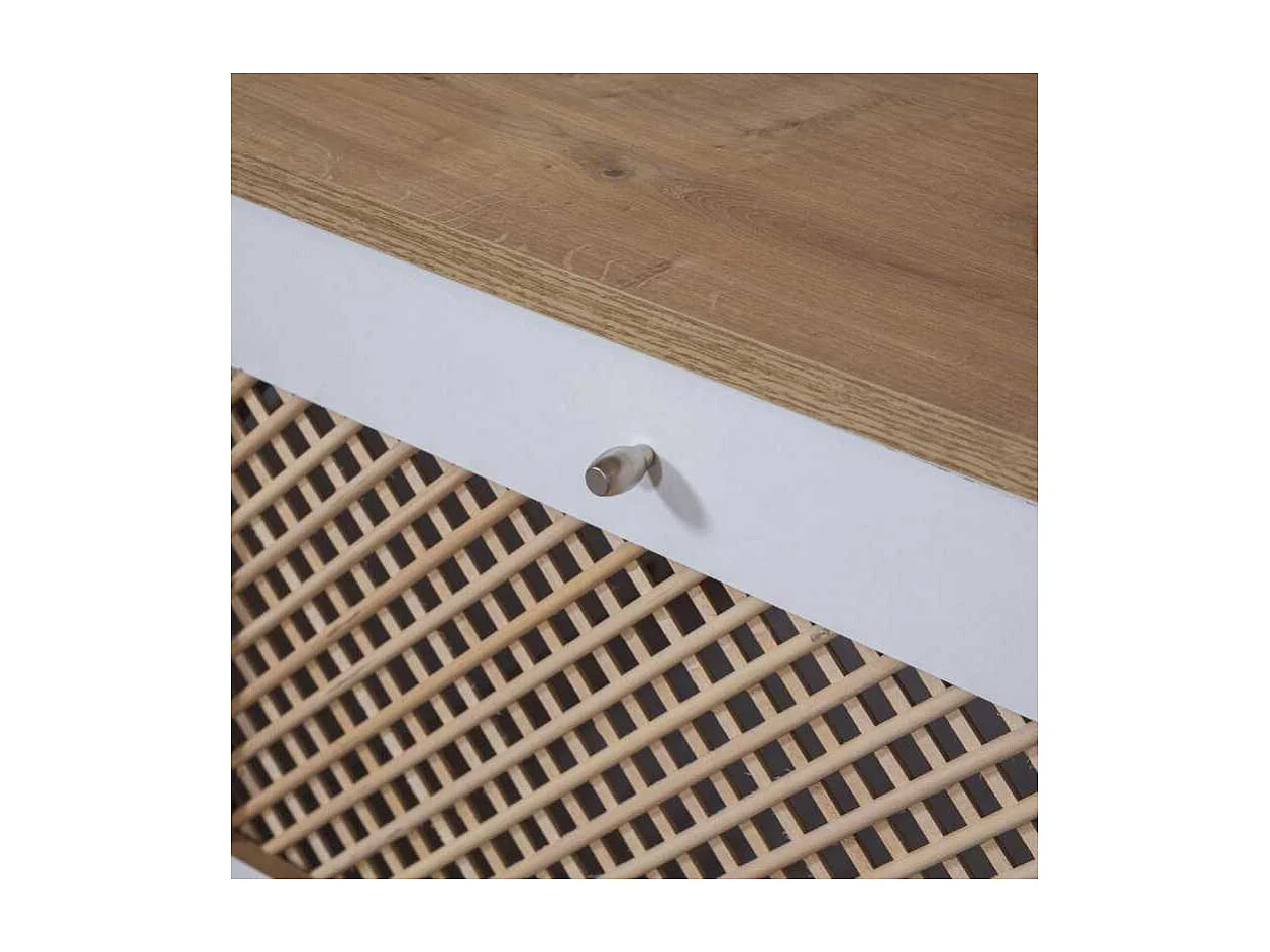 Móvel de TV – 55 cm x 180 cm x 41 cm – Branco e Carvalho – MDF e Madeira de Pinho