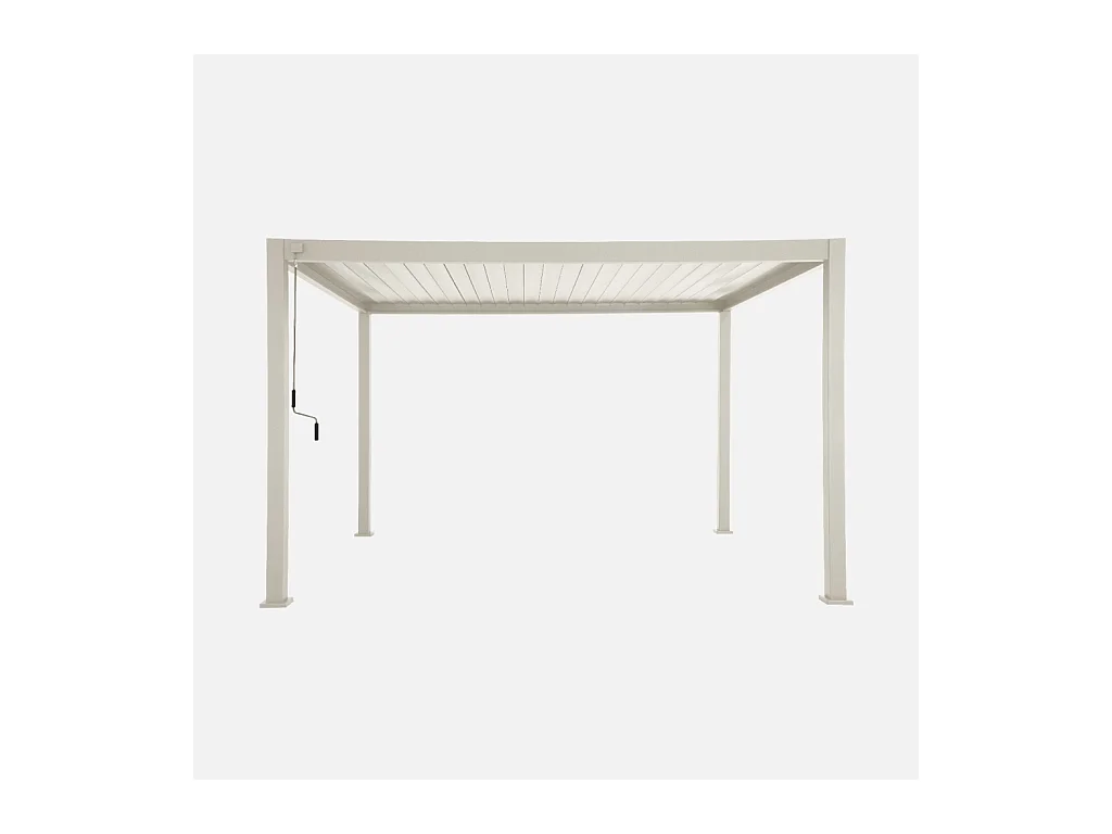 Pergola bioclimatica 3x4m in alluminio a lamelle orientabili, beige