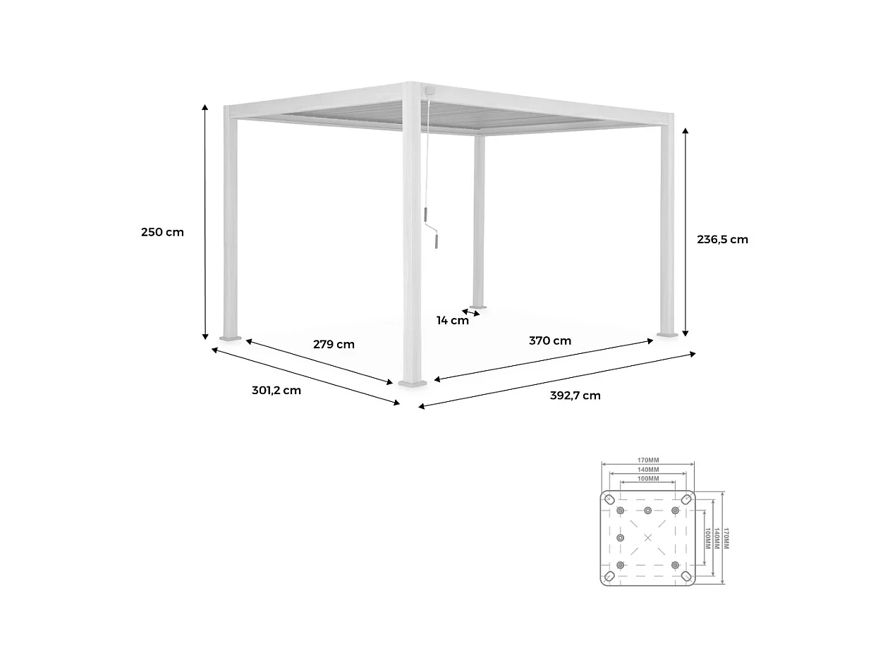 Pérgola bioclimática  3x4m de aluminio con lamas orientables beige