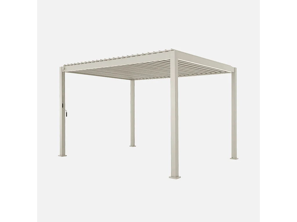Pérgola bioclimática 3x4m de aluminio con lamas orientables beige