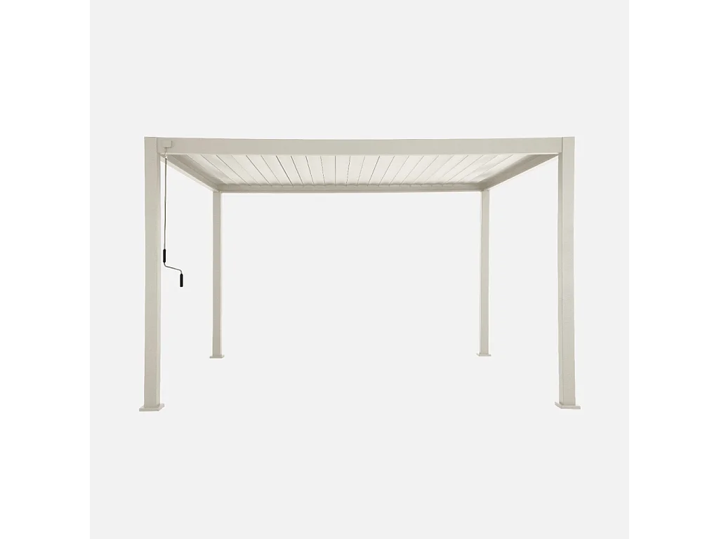 Pérgola bioclimática 3x4m de aluminio con lamas orientables beige