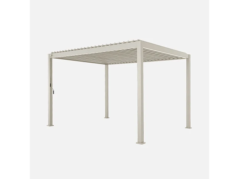 Pergola Bioclimatique beige – Triomphe – 3x4m. aluminium. à lames orientables