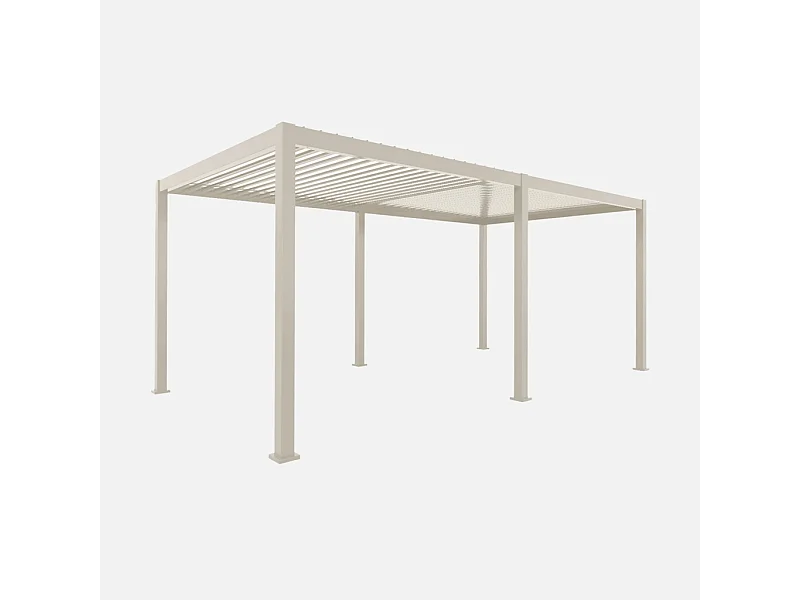 Pérgola bioclimática 3x6m de aluminio beige