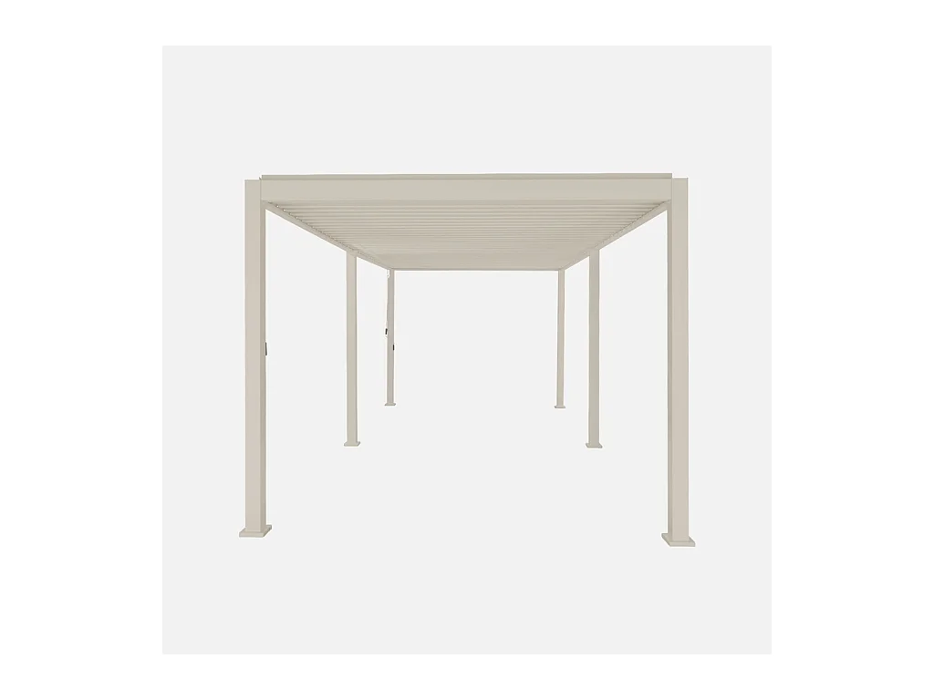 Pergola bioclimatica 3x6m in alluminio, lamelle orientabili, beige