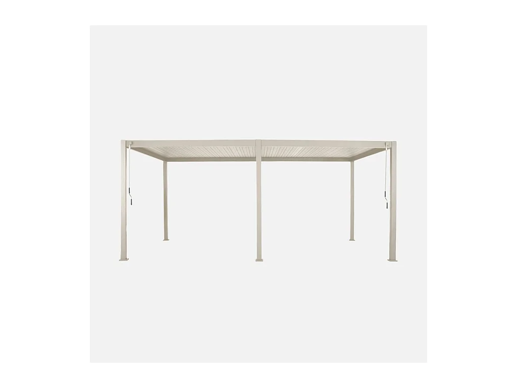 Pergola bioclimatica 3x6m in alluminio, lamelle orientabili, beige