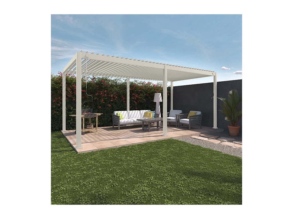 Pérgola bioclimática 3x6m de aluminio beige