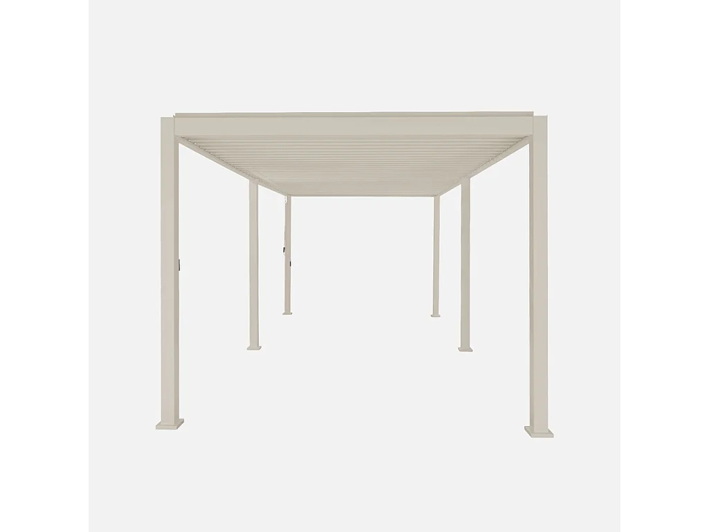 Pérgola bioclimática 3x6m de aluminio con lamas orientables beige