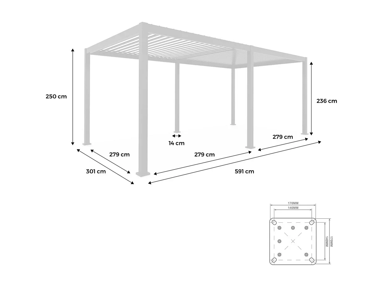 Pérgola bioclimática 3x6m de aluminio con lamas orientables beige