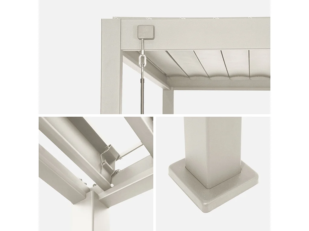 Pérgola bioclimática 3x6m de aluminio con lamas orientables beige
